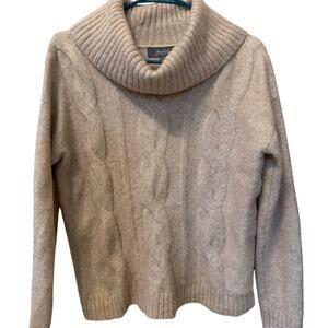 Marled Chunky Cable Knit Cropped Turtleneck Sweater Women's Size XS Cabincore